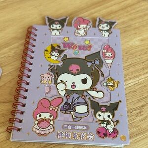 NWT Kuromi Character Purple Notebk stickers and Keychain Tag